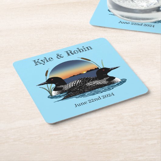 Loons Sunset Blue Rechteckiger Pappuntersetzer (angewinkelt)