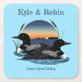 Loons Sunset Blue Rechteckiger Pappuntersetzer (Vorderseite)