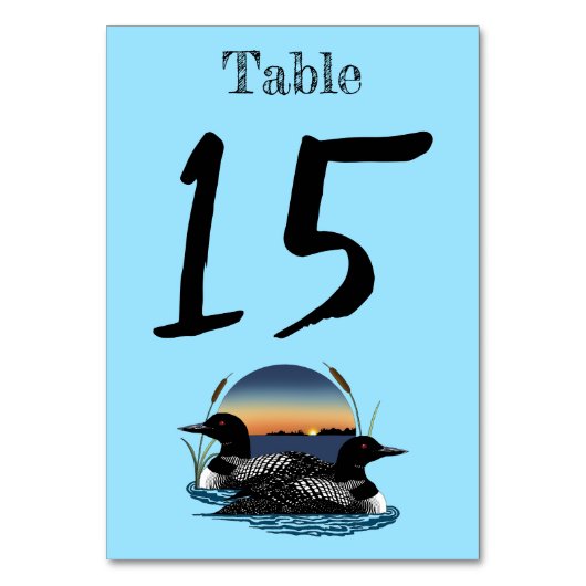 Loons Sunset Blue Tischnummer (Rückseite)