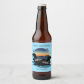 Loons Sunset Blue Wedding Bierflaschenetikett (Vorderseite)