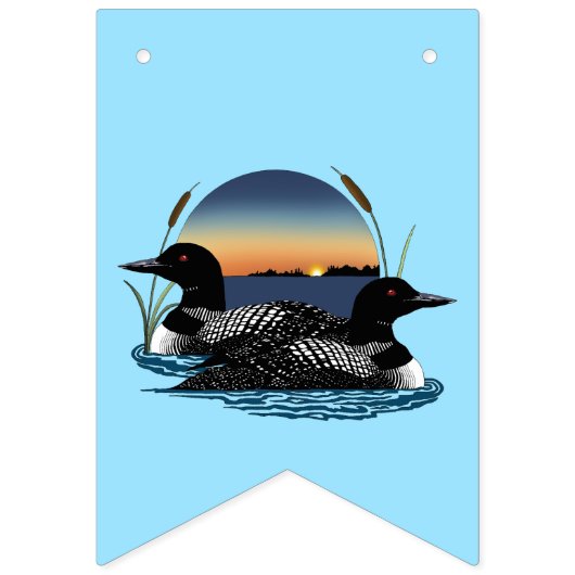 Loons Sunset Blue Wimpelkette (Erste Fahne)