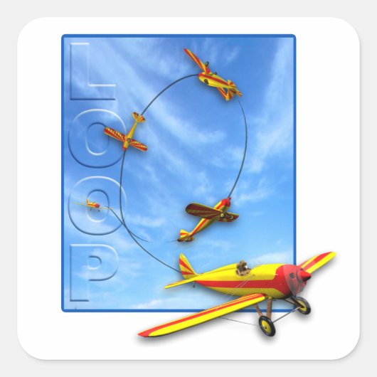 Loop Aerobatic Manöver mit Flugzeug Quadratischer Aufkleber (Vorderseite)