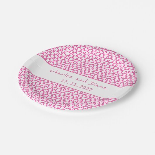 Loop De Loop Hot Pink Pappteller (Schrägansicht)