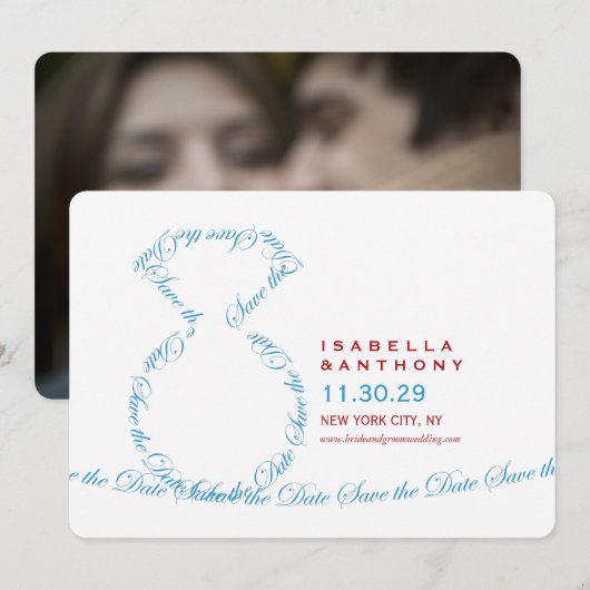 Loop Diamond Ring Classic Foto Save the Date Karte (Vorne/Hinten)