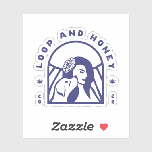 Loop und Honey stellen Logo-Aufkleber in blau dar Aufkleber (Blatt)