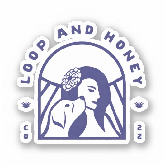 Loop und Honey stellen Logo-Aufkleber in blau dar Aufkleber (Vorderseite)