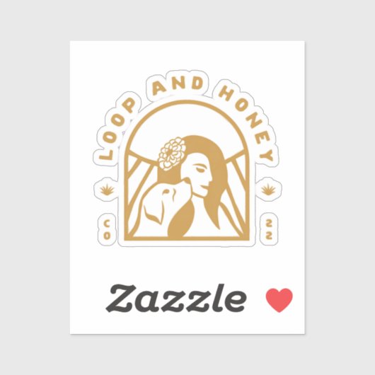 Loop und Honey stellen Logo-Aufkleber in Gelb dar Aufkleber (Blatt)