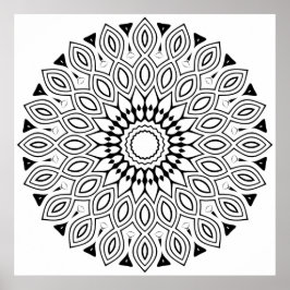 Looped Leaf Border Mandala with Flowing Symmetry Poster