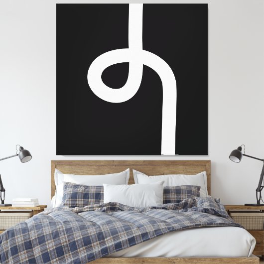 Loopline - Weiß auf Schwarz Leinwanddruck (Insitu (Schlafzimmer))