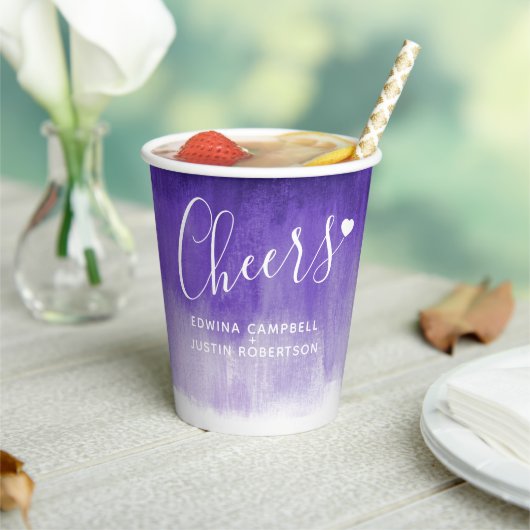 Loose abstrakte Malkunst lila Hochzeit Pappbecher (In Situ)