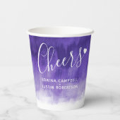 Loose abstrakte Malkunst lila Hochzeit Pappbecher (Rückseite)