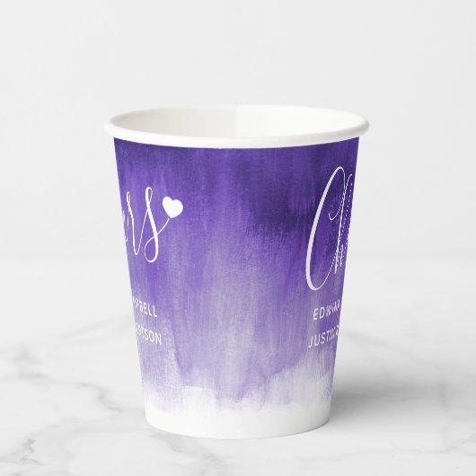 Loose abstrakte Malkunst lila Hochzeit Pappbecher (Links)