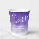 Loose abstrakte Malkunst lila Hochzeit Pappbecher (Vorderseite)