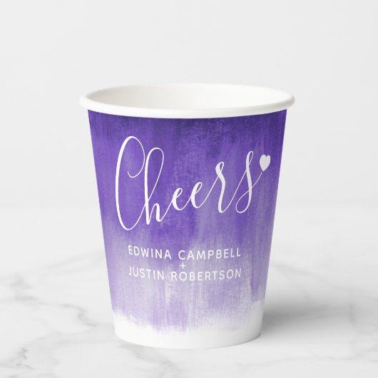 Loose abstrakte Malkunst lila Hochzeit Pappbecher (Vorderseite)