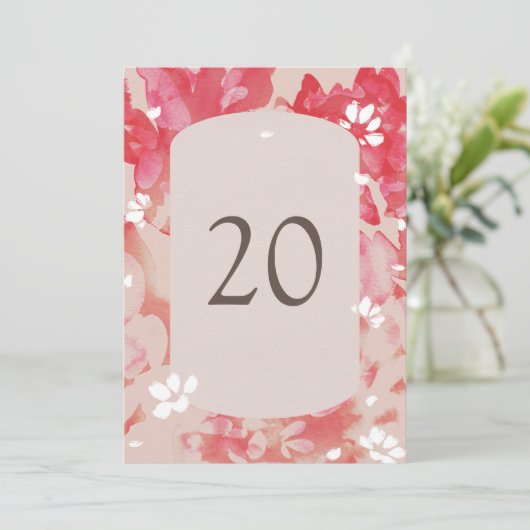 Loose Aquarellfarbe Rosa Tischnummern (Stehend Vorderseite)