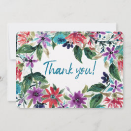Loose Aquarellfarbene gestrichene Blume | Dankeskarte