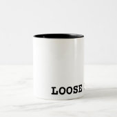 Loose Ends Minimalist Typographic Two-Tone Mug Zweifarbige Tasse (Mittel)
