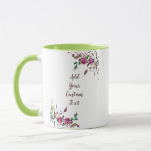 Loose pink watercolor flowers customizable tasse