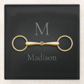 Loose Ring Snaffle Bit Mit Monogramm Reittier Glasuntersetzer (Vorderseite)