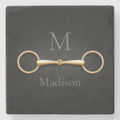 Loose Ring Snaffle Bit Mit Monogramm Reittier Steinuntersetzer (Vorderseite)