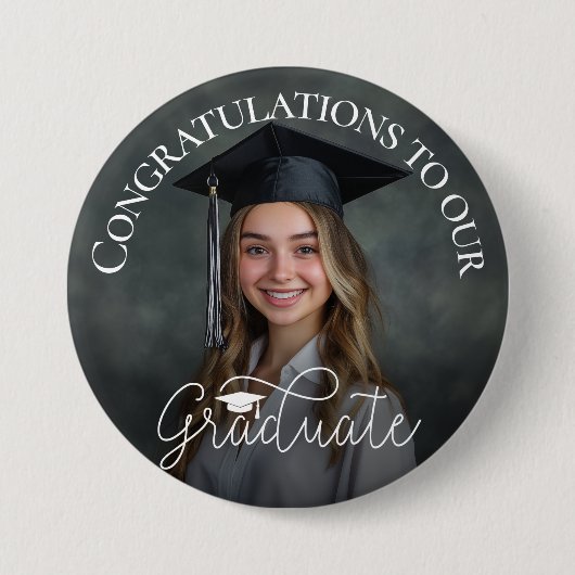 Loose Script Foto Abschluss Herzlichen Glückwunsch Button (Vorderseite)