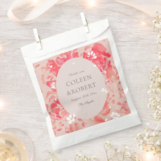 Loose Wasserfarbe Rosa Blütenkorallen Hochzeit Geschenktütchen (Ausgeschnitten)