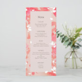 Loose Wasserfarbe Rosa Blütenkorallen Hochzeit Menükarte (Stehend Vorderseite)