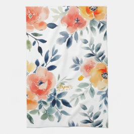 Loose Wasserfarbenblumen Elegante Geschirrtuch