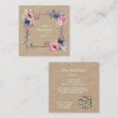 Loose Watercolor Floral Frame Kraft Quadratische Visitenkarte (Vorne/Hinten)