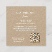 Loose Watercolor Floral Frame Kraft Quadratische Visitenkarte (Rückseite)