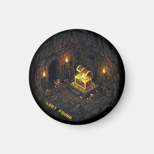 Loot Funden Fantasy Dungeon Pixel Art Design Magnet (Vorne)