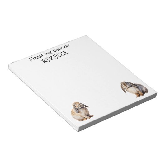 Lop Bunnies vom Schreibtisch aus Personalisiert Notizblock (angewinkelt)