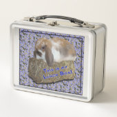 Lop Bunny auf Hay Bale Metall Brotdose (Vorderseite)