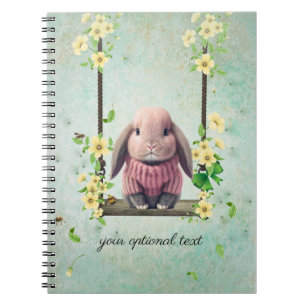 Lop Ear Bunny Swinging Blume Vine Notebook Notizblock
