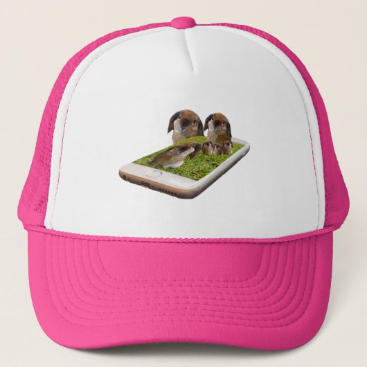 Lop Eared Bunny Rabbit Family Tech Swavy, Truckerkappe (Vorderseite)