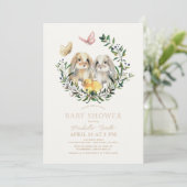Lop Rabbit Bunny Chick Butterfly Babydusche Einladung (Stehend Vorderseite)