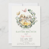 Lop Rabbit Bunny Chick Butterfly Easter Brunch Einladung (Vorderseite)