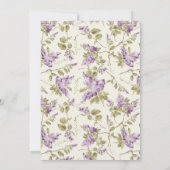 Lop Rabbit Bunny Lila Lilac Floral Baby Dusche Einladung (Rückseite)