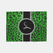 Loparden aus Kalkgrün, Monogramm, Glitzer Fleecedecke (Vorderseite (Horizontal))