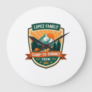 Lopez Family Camp-To-Summit Crew Vintage-Wander-Ca Große Wanduhr