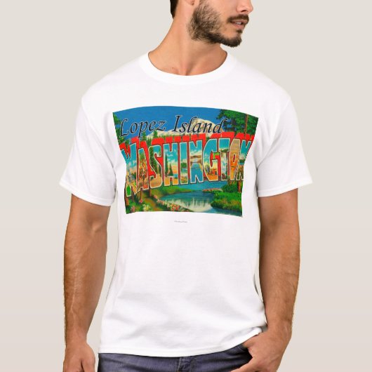 Lopez-Insel, Washington - große Buchstabe-Szenen T-Shirt (Vorderseite)