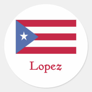 Lopez Puerto Rico Flag Runder Aufkleber