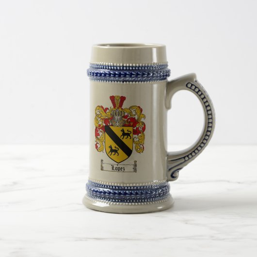 Lopez-Wappen Stein/Lopez-Familienwappen-Tasse Bierglas (Rechts)
