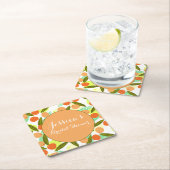 Loquat Frucht Muster Brautparty Peach Vielen Dank Rechteckiger Pappuntersetzer (Vor Ort)