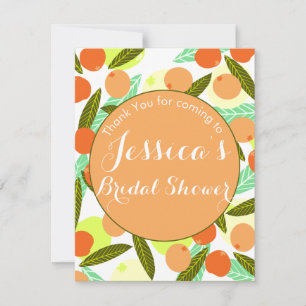 Loquat-Fruchtmuster-Bridal-Shower-Pfirsich-Dankesc RSVP Karte