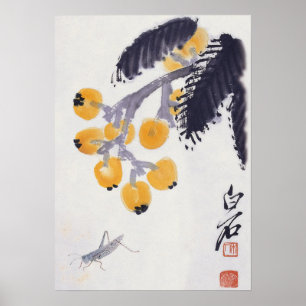 Loquats und ein Heuschrecken-Plakat Poster
