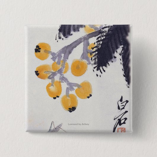 Loquats und eine Heuschrecke Button (Vorderseite)