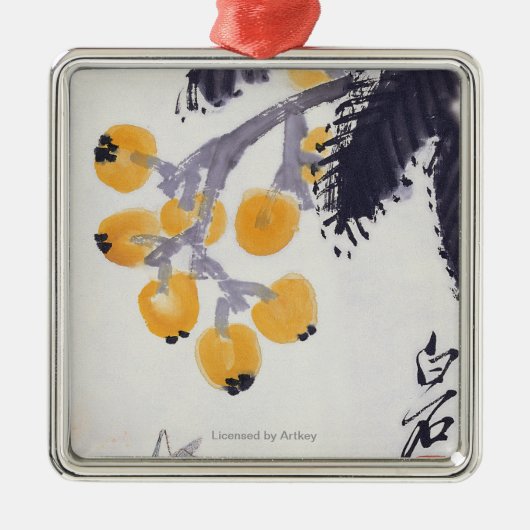 Loquats und eine Heuschrecke Silbernes Ornament (Vorne)