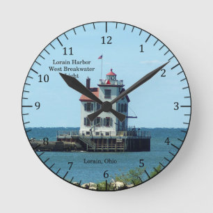Lorain Harbor West Breakwater Light clock Runde Wanduhr
