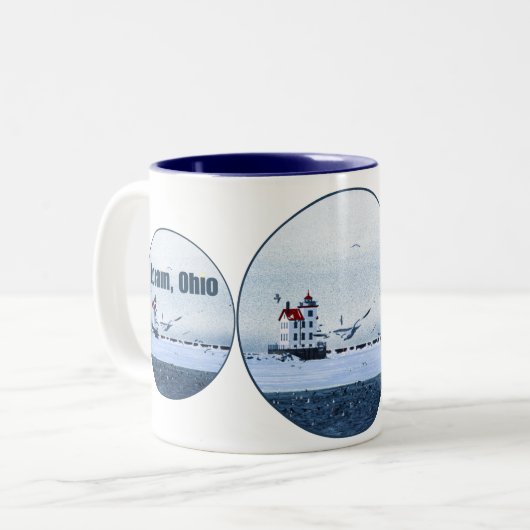Lorain Lighthouse Zweifarbige Tasse (Vorderseite Links)